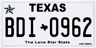 TX license plate BDI0962