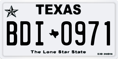 TX license plate BDI0971