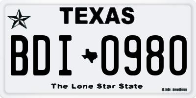 TX license plate BDI0980