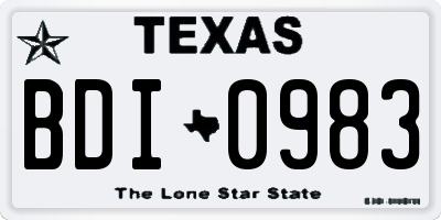 TX license plate BDI0983