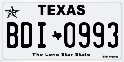 TX license plate BDI0993