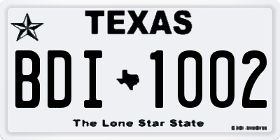 TX license plate BDI1002