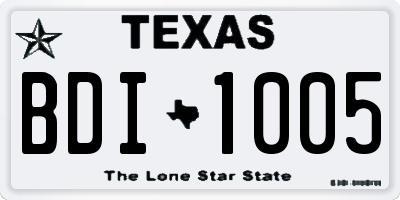 TX license plate BDI1005