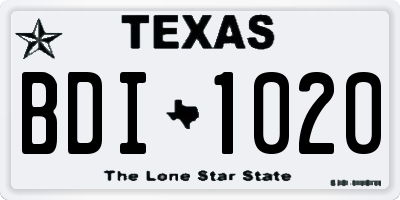 TX license plate BDI1020