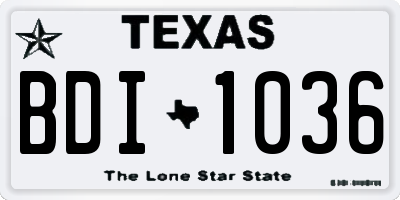 TX license plate BDI1036