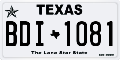 TX license plate BDI1081