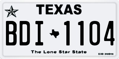 TX license plate BDI1104