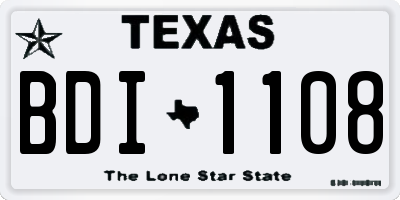 TX license plate BDI1108
