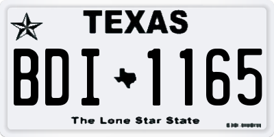 TX license plate BDI1165