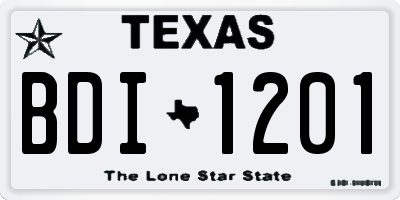 TX license plate BDI1201