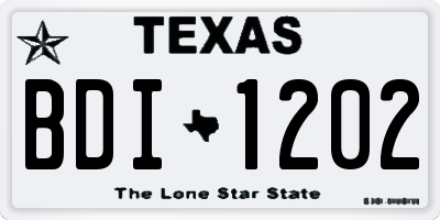 TX license plate BDI1202