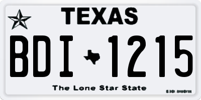 TX license plate BDI1215