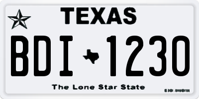 TX license plate BDI1230