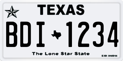TX license plate BDI1234