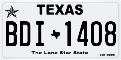TX license plate BDI1408