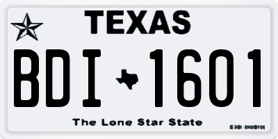 TX license plate BDI1601