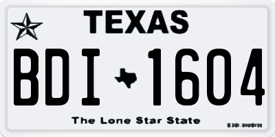 TX license plate BDI1604