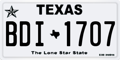 TX license plate BDI1707