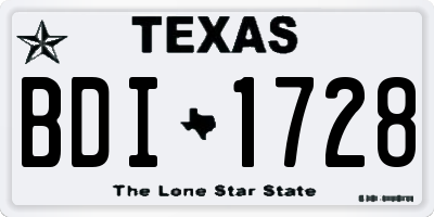 TX license plate BDI1728