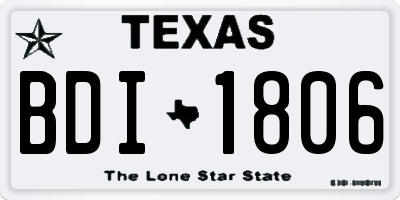 TX license plate BDI1806
