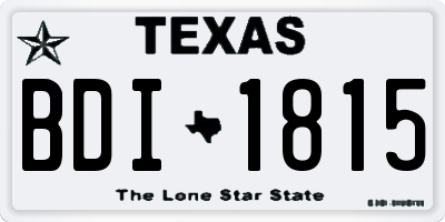 TX license plate BDI1815