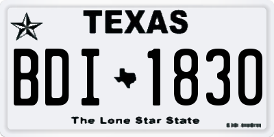 TX license plate BDI1830