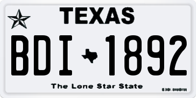 TX license plate BDI1892