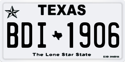 TX license plate BDI1906