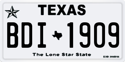 TX license plate BDI1909