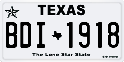 TX license plate BDI1918