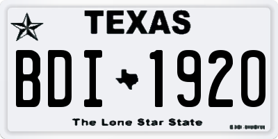 TX license plate BDI1920