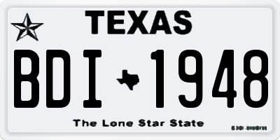 TX license plate BDI1948