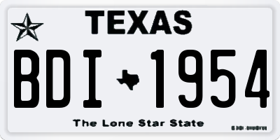 TX license plate BDI1954