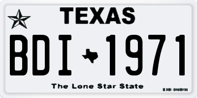 TX license plate BDI1971