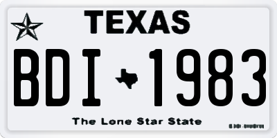 TX license plate BDI1983