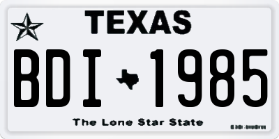 TX license plate BDI1985