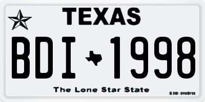 TX license plate BDI1998