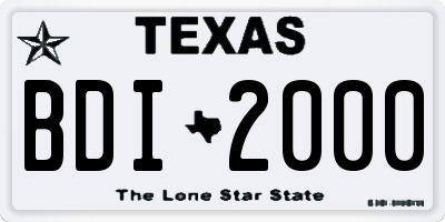 TX license plate BDI2000