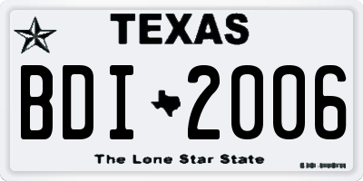 TX license plate BDI2006