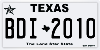 TX license plate BDI2010