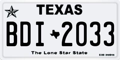 TX license plate BDI2033