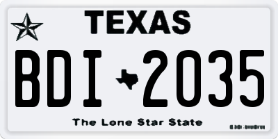 TX license plate BDI2035