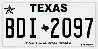 TX license plate BDI2097