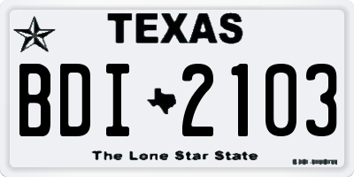 TX license plate BDI2103