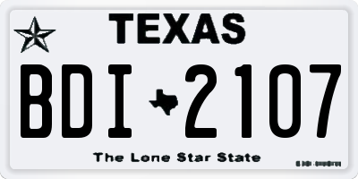 TX license plate BDI2107