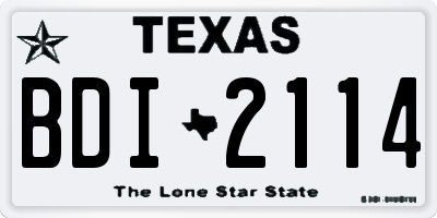 TX license plate BDI2114