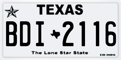 TX license plate BDI2116