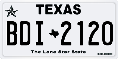 TX license plate BDI2120