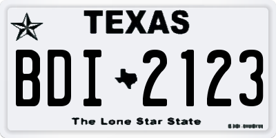 TX license plate BDI2123