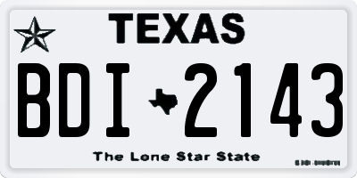 TX license plate BDI2143